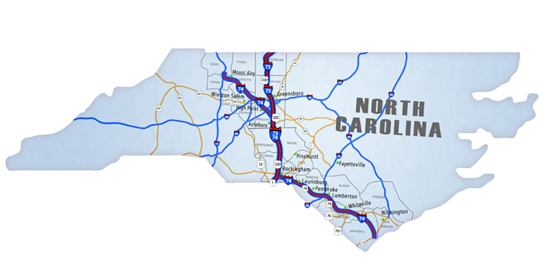 I73/74/75 North Carolina Route Map