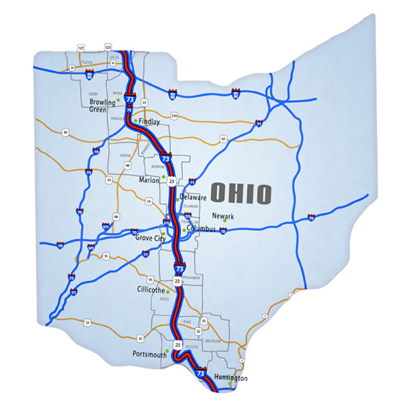 I73/74/75 Ohio Route Map
