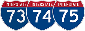 I73/I74/I75 interstate shields
