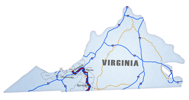 I73/74/75 Virginia Route Map